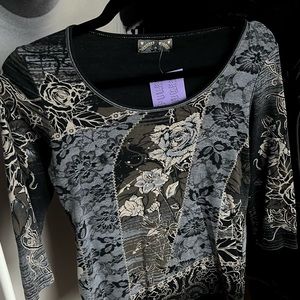 2000s y2k floral lace graphic long sleeve